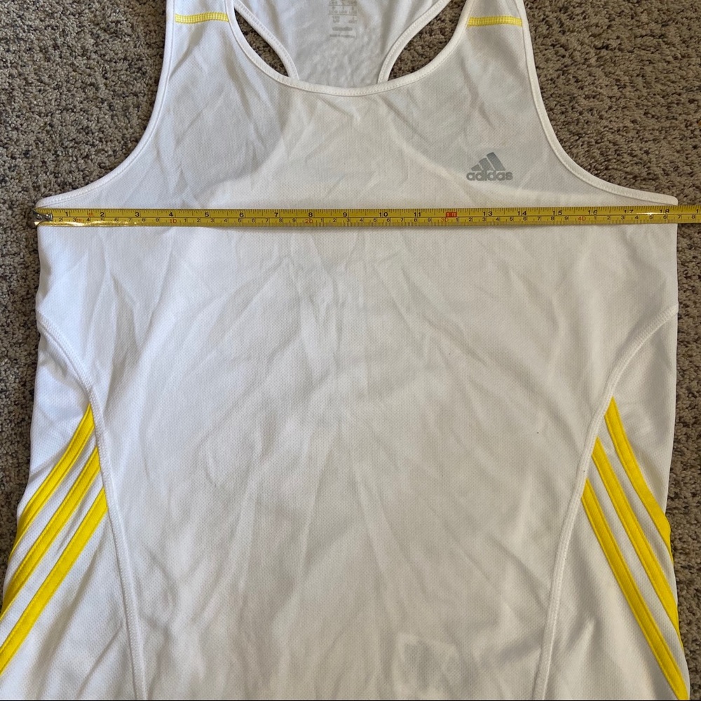 Adidas White Yellow Stripe Athletic Workout Tank Top Shirt Large - Picture 5 of 11